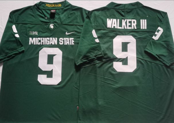 Men Michigan State Spartans #9 Walker iii Green Nike 2025 NCAA Jersey->more ncaa teams->NCAA Jersey